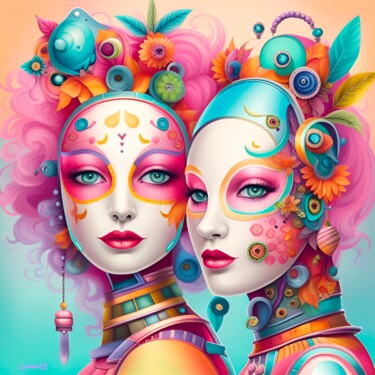 Arte digital titulada "Les jumelles" por Doron B, Obra de arte original, Imagen generada por IA