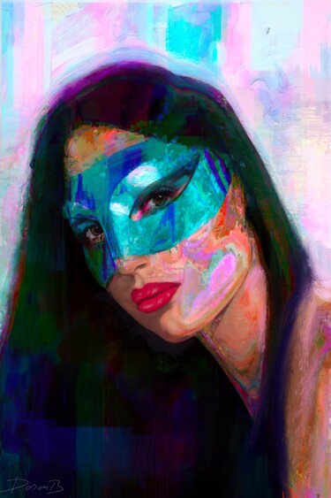 Digital Arts titled "Tina masque" by Doron B, Original Artwork, Digital Painting