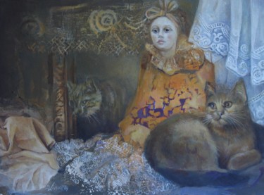 Картина под названием "Between laces" - Dorota Leniec-Lincow, Подлинное произведение искусства, Масло Установлен на Деревянн…