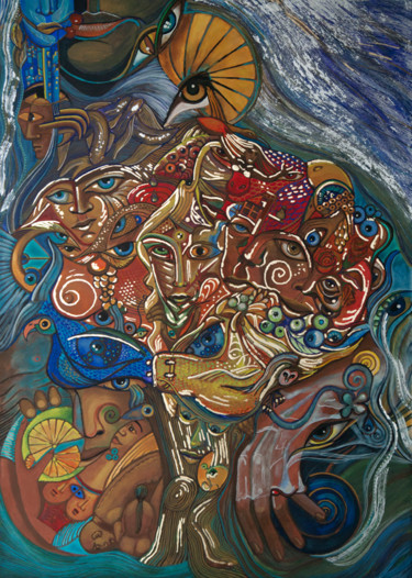 Pittura intitolato "Axis Mundi" da Dorota Szpil, Opera d'arte originale, Tempera