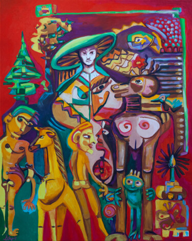 Painting titled "Chili" by Dorota Szpil, Original Artwork, Tempera Mounted on Wood Stretcher frame
