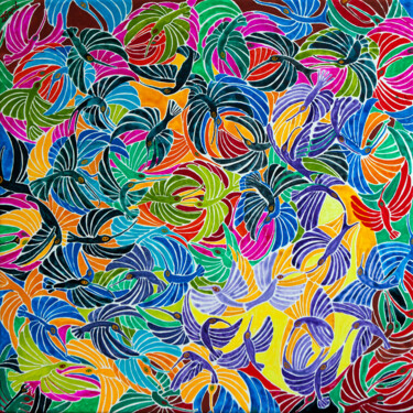 Malerei mit dem Titel "Kolibry / Hummingbi…" von Dorota Szpil, Original-Kunstwerk, Tempera