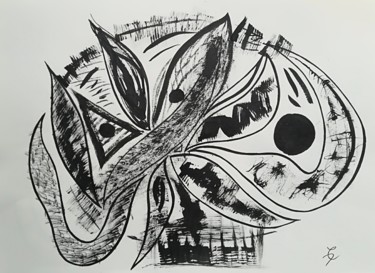Dessin intitulée "Idée noire" par Dorothée Claes, Œuvre d'art originale, Marqueur