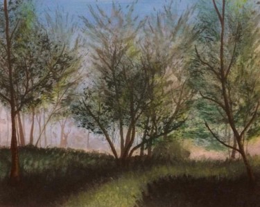 Peinture intitulée "dawn in the forest" par Dorothy`S Workshop., Œuvre d'art originale, Acrylique