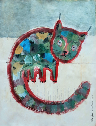 Pittura intitolato "The Cat" da Ulugbek Doschanov, Opera d'arte originale, Acrilico