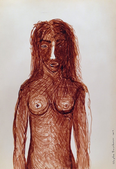 Disegno intitolato "Nude Ink painting o…" da Ulugbek Doschanov, Opera d'arte originale, Inchiostro