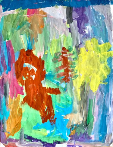 Painting titled "Child and forest" by Miriam Dottore, Original Artwork, Tempera