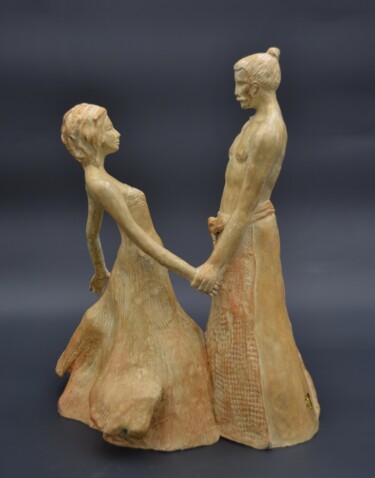 Sculptuur getiteld "Le samouraï amoureu…" door Dorothée Barbou (Dotty), Origineel Kunstwerk, Bronzen