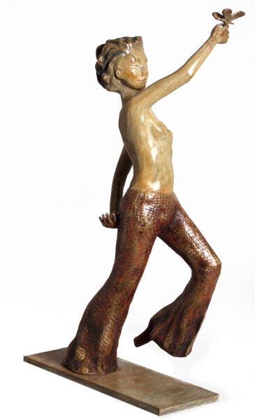 Sculptuur getiteld "Femme au papillon b…" door Dorothée Barbou (Dotty), Origineel Kunstwerk, Bronzen