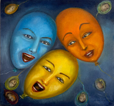 Pintura intitulada "3 frères" por Dorothée Barbou (Dotty), Obras de arte originais, Óleo