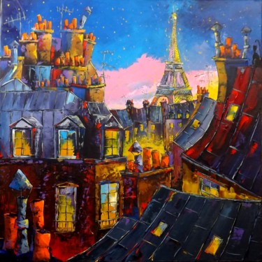 Peinture intitulée "Paris sous les étoi…" par Jpdouchez, Œuvre d'art originale, Acrylique