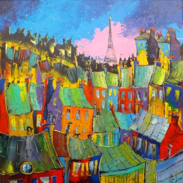 Malerei mit dem Titel ""Paris, ses toits e…" von Jpdouchez, Original-Kunstwerk, Acryl