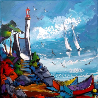 Peinture intitulée "Entre Terre et mer" par Jpdouchez, Œuvre d'art originale, Huile