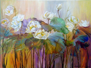 Peinture intitulée "Lotus" par Doudou Huang, Œuvre d'art originale, Acrylique