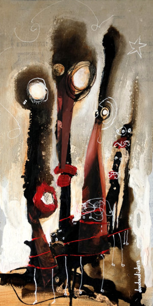 Tribue polyforme Peinture intitulée "Tribue polyforme" par Doudoudidon, Œuvre d'art originale, Acrylique Monté sur Panneau de bois
