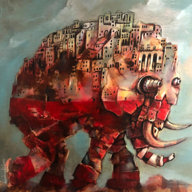Fès est un éléphant comme les autres Painting titled "Fès est un éléphant…" by Doudoudidon, Original Art, Acrylic