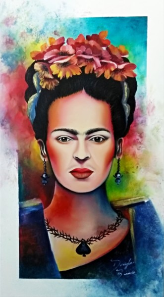 Pintura intitulada "Frida Kahlo e o col…" por Dbellbiondo, Obras de arte originais, Óleo
