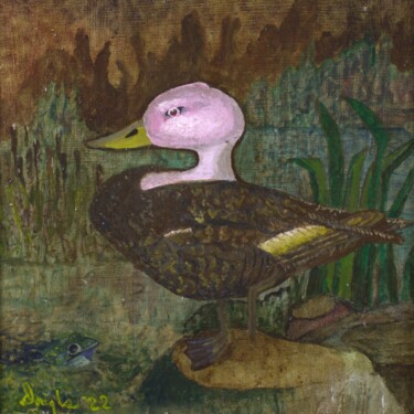 Painting titled "Pink Headed Duck" by Douglas Black, Original Artwork, Oil