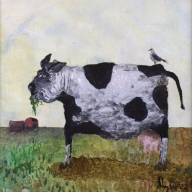Картина под названием "Dairy Cow and Compa…" - Douglas Black, Подлинное произведение искусства, Масло