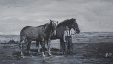 "chevaux de ferme" başlıklı Tablo Des ,Champs tarafından, Orijinal sanat, Akrilik