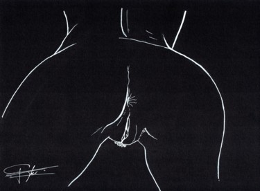 Dessin intitulée "Fesses" par Doumé Francky, Œuvre d'art originale, Marqueur