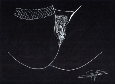 Dessin intitulée "Élodie entrejambe" par Doumé Francky, Œuvre d'art originale, Marqueur