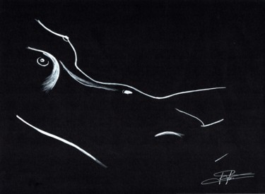 Dessin intitulée "Chloé allongée" par Doumé Francky, Œuvre d'art originale, Marqueur