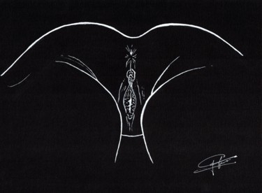 Dessin intitulée "Fesses n°3" par Doumé Francky, Œuvre d'art originale, Marqueur