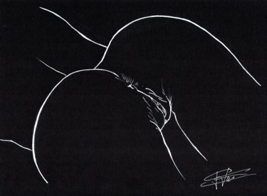 Dessin intitulée "Fesses n°4" par Doumé Francky, Œuvre d'art originale, Marqueur