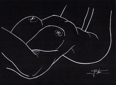 Dessin intitulée "Pulpeuse allongée" par Doumé Francky, Œuvre d'art originale, Marqueur