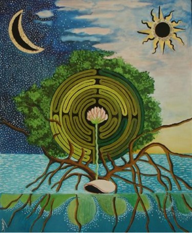 Peinture intitulée "mangrove" par Doumey Durieux-Assima (DOUMEYART), Œuvre d'art originale