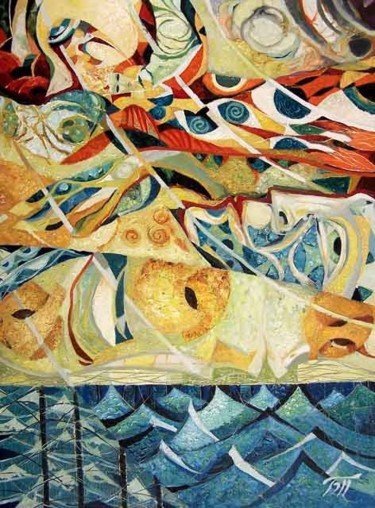 Painting titled "Quest" by Biser Panayotov, Original Artwork, Oil