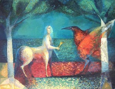 Painting titled "Nocturne" by Biser Panayotov, Original Artwork, Oil