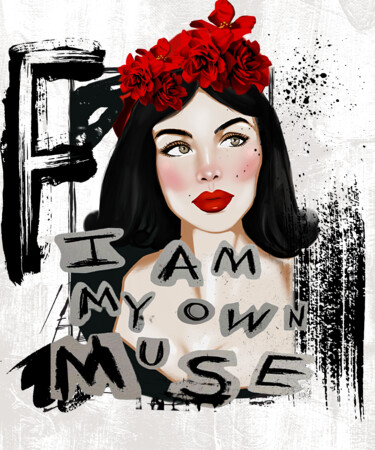 Digital Arts titled "Frida kahlo inspira…" by Dounia Jaaboub, Original Artwork, Digital Painting