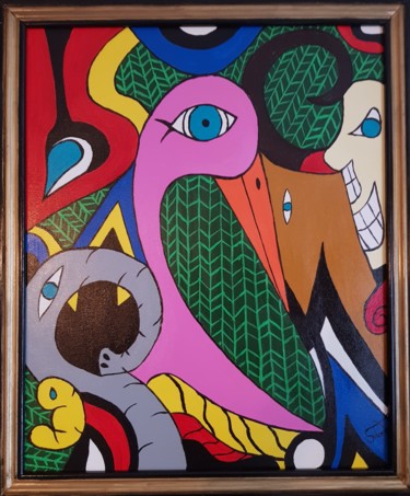 Painting titled ""Braconnia"" by Sidonio Figueira, Original Artwork, Acrylic Mounted on Wood Stretcher frame