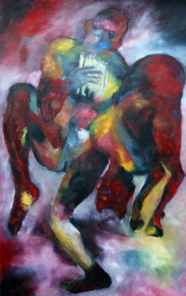 Malerei mit dem Titel "LA FLÛTE ENCHANTÉE" von Dov Melloul, Original-Kunstwerk, Öl