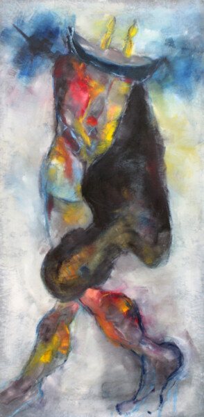 Painting titled "2 BOUGIES POUR MON…" by Dov Melloul, Original Artwork, Oil