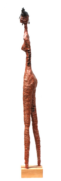 Sculpture intitulée "LA FEMME AU CHAT -…" par Dov Melloul, Œuvre d'art originale, Fil de fer