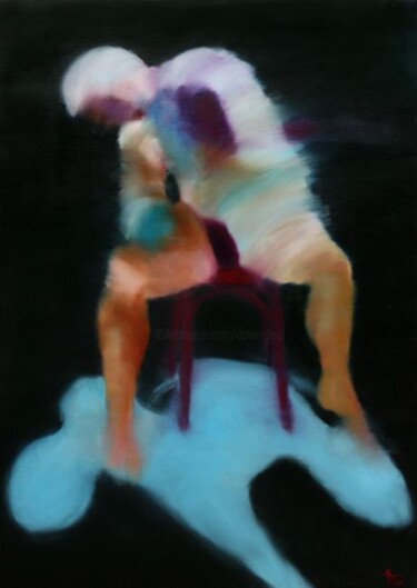 Painting titled "SEUL SUR LA CHAISE" by Dov Melloul, Original Artwork