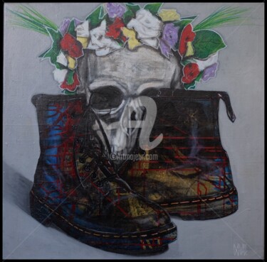 Malerei mit dem Titel "DOCKS & CALAVERA" von Doval, Original-Kunstwerk, Acryl