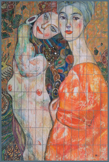 绘画 标题为“Deux amies” 由Юрко Довгалюк, 原创艺术品, 粉彩