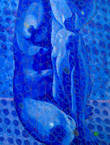 Painting titled "La bleue" by Iurko Dovgaliuk, Original Artwork, Acrylic