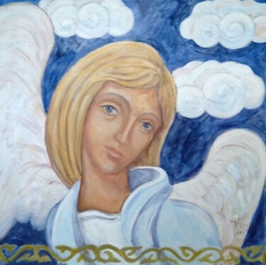 Картина под названием "Guardian angel in l…" - D.O. Xxi, Подлинное произведение искусства, Масло