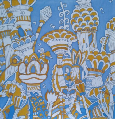 Текстильное искусство под названием "Paradise-2 Batik 85…" - D.O. Xxi, Подлинное произведение искусства, Ткань