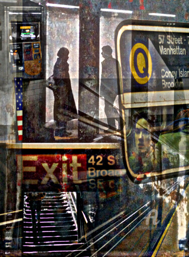 Digitale Kunst mit dem Titel "SUBWAY" von Denis Poutet, Original-Kunstwerk, Fotomontage