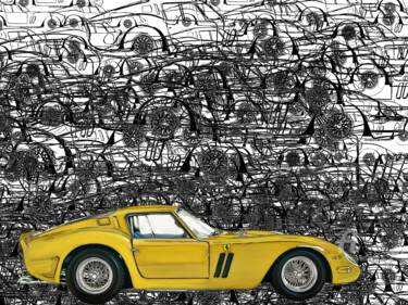 Digital Arts titled "250 GTO YELLOW" by Denis Poutet, Original Artwork, Digital Painting