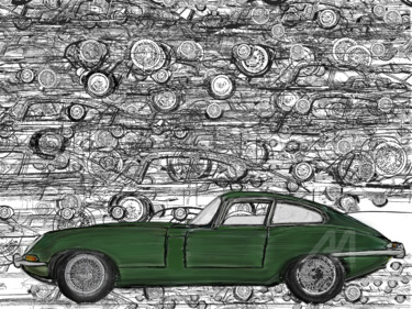 Digitale Kunst mit dem Titel "E TYPE 1" von Denis Poutet, Original-Kunstwerk, Digitale Malerei