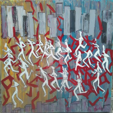 Pintura titulada "Marathon du temps" por Jean Duchemin, Obra de arte original, Acrílico