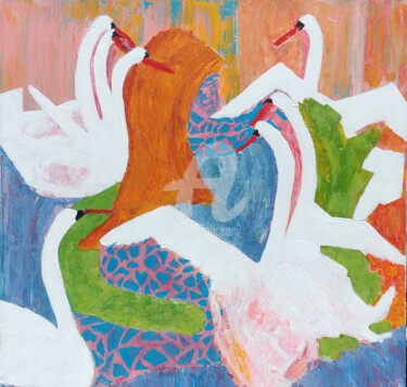 Peinture intitulée "La sirène et les cy…" par Jean Duchemin, Œuvre d'art originale, Acrylique