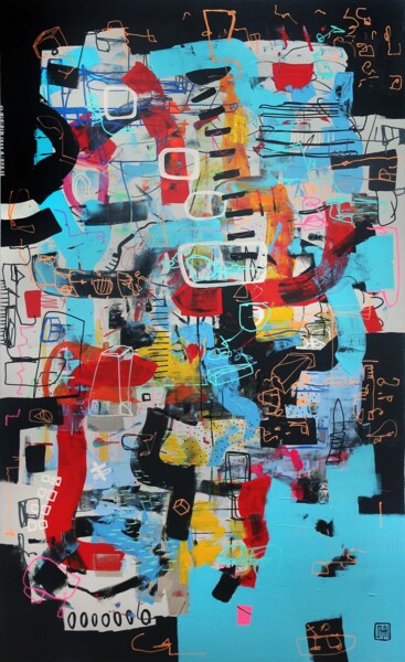 Картина под названием "A255 abstract paint…" - Damian Pavlovic, Подлинное произведение искусства, Акрил